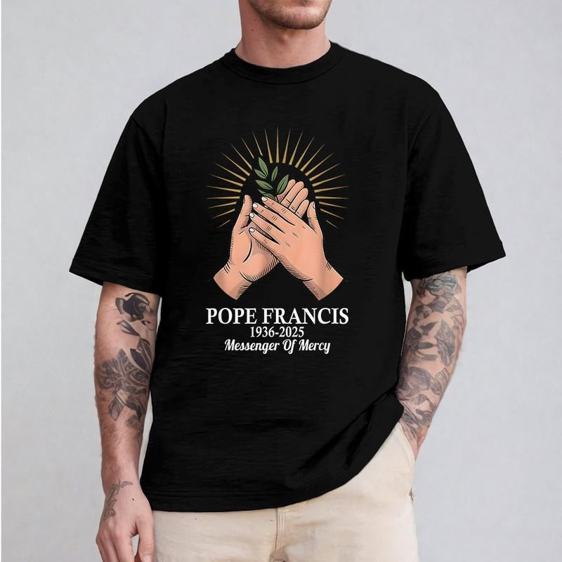 Pray Pope Francis Christian Crew Neck Short Sleeve - Adult & Kids T-Shirts, Sweatshirts & Hoodies apparel design preview 1