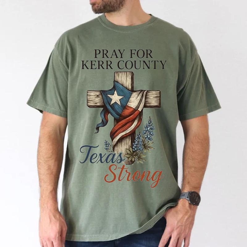 Pray Kerr County Texas Strong 2025 Flood Comfort - Adult & Kids T-Shirts, Sweatshirts & Hoodies apparel design preview 1