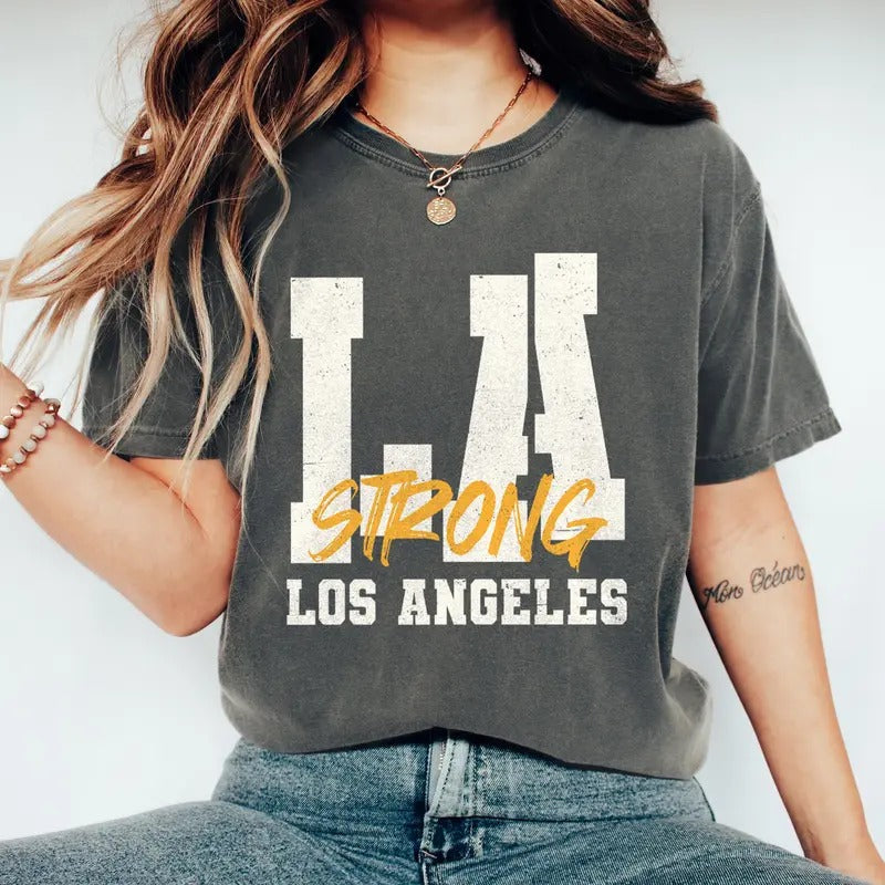 Pray Los Angeles Strong Support Group Matching - Adult & Kids T-Shirts, Sweatshirts & Hoodies apparel design preview 1