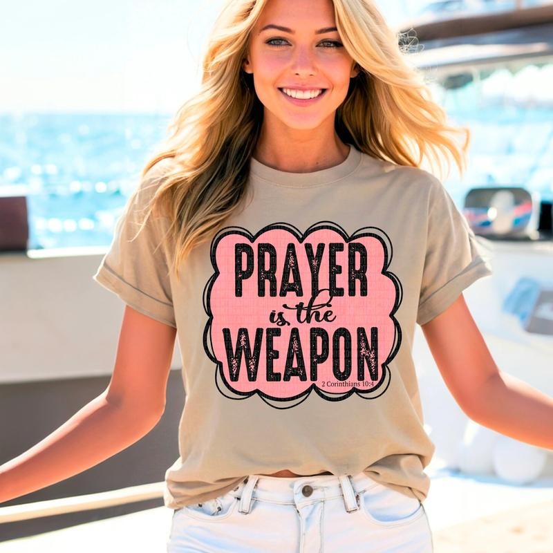 Prayer Is Weapon DTF Transfers THIS NOT - Adult & Kids T-Shirts, Sweatshirts & Hoodies apparel design preview 1