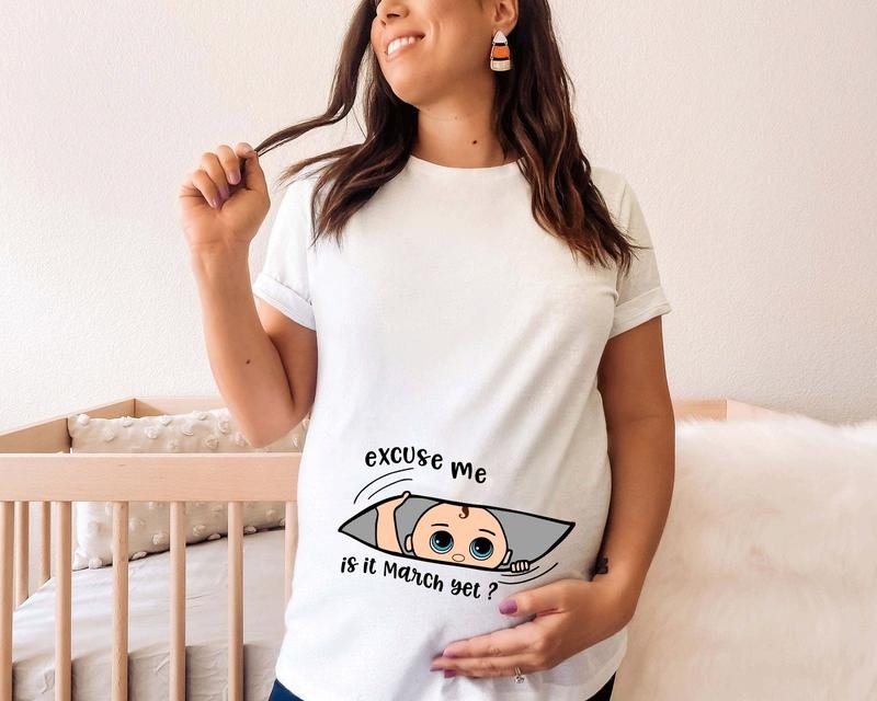 Pregnancy Announcement Excuse Me Is July Yet Custom - Adult & Kids T-Shirts, Sweatshirts & Hoodies apparel design preview 1