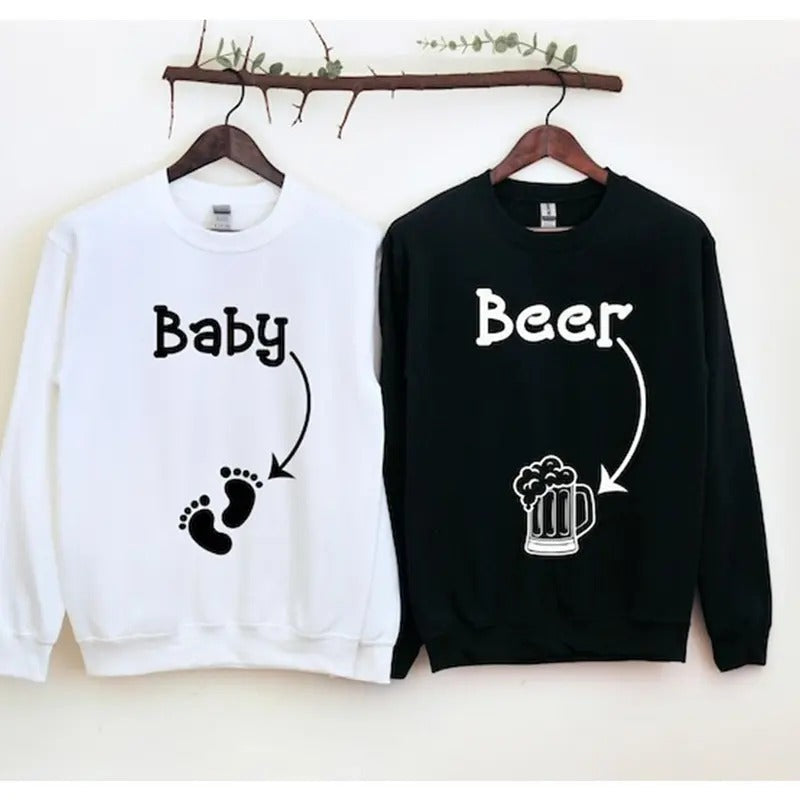 Pregnancy Announcement Funny Couple Baby Beer Shower - Adult & Kids T-Shirts, Sweatshirts & Hoodies apparel design preview 1
