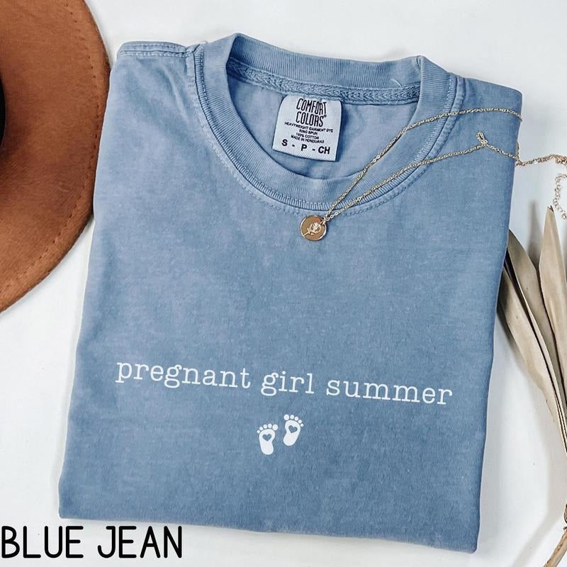 Pregnant Girl Summer Comfort Colors New Mom Be - Adult & Kids T-Shirts, Sweatshirts & Hoodies apparel design preview 1