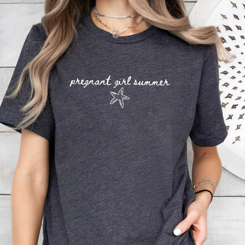 Pregnant Girl Summer Pregnancy Baby Announcement - Adult & Kids T-Shirts, Sweatshirts & Hoodies apparel design preview 1