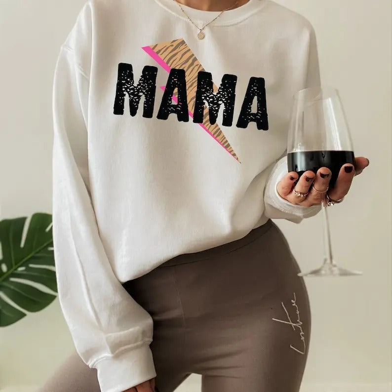 Mama Lightning Bolt Leopard Cute Daughter Mom'S - Adult & Kids T-Shirts, Sweatshirts & Hoodies apparel design preview 1