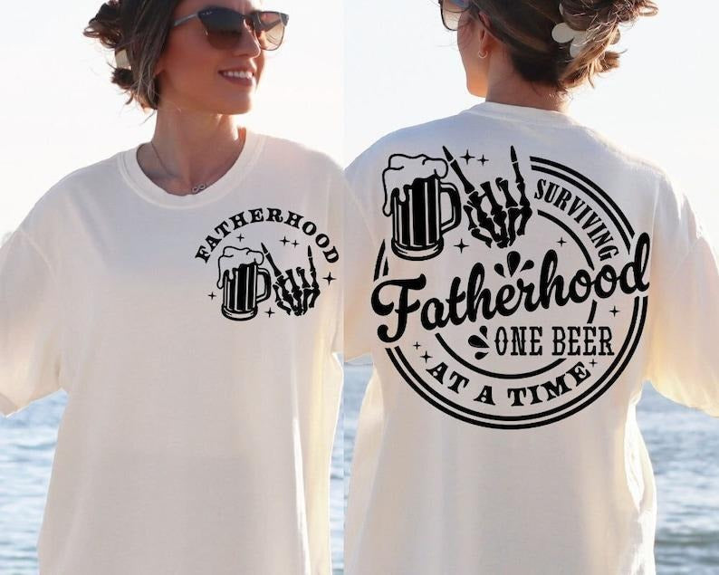 Surviving Fatherhood One Beer Time Funny Dad - Adult & Kids T-Shirts, Sweatshirts & Hoodies apparel design preview 1