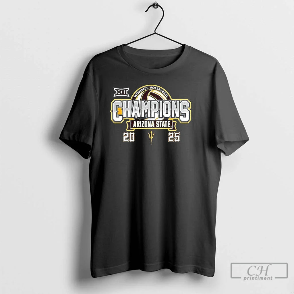 Arizona State Sun Devils Volleyball 2025 Big 12 - Adult & Kids T-Shirts, Sweatshirts & Hoodies apparel design preview 1