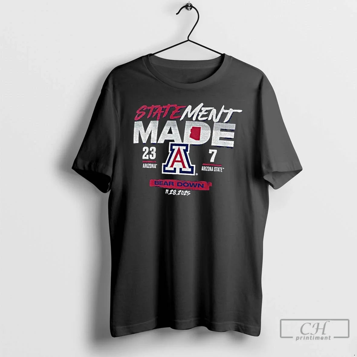 Arizona Wildcats Vs State 2025 Score 23 7 Statement - Adult & Kids T-Shirts, Sweatshirts & Hoodies apparel design preview 1