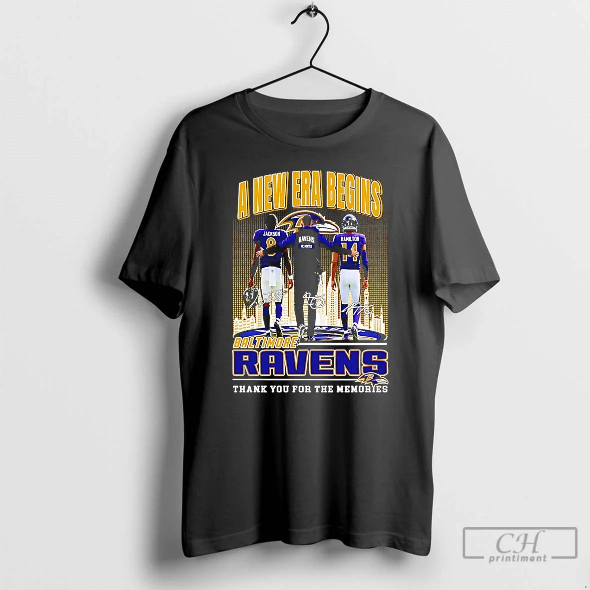 Baltimore Ravens New Era Begins Thank You Memories - Adult & Kids T-Shirts, Sweatshirts & Hoodies apparel design preview 1