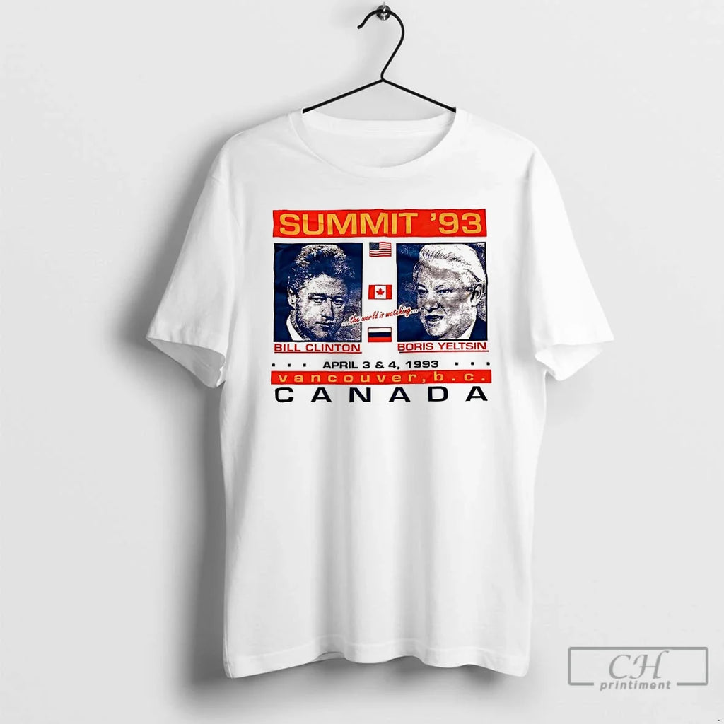 Bill Clinton Boris Yeltsin Vancouver Canada Summit 93 - Adult & Kids T-Shirts, Sweatshirts & Hoodies apparel design preview 1