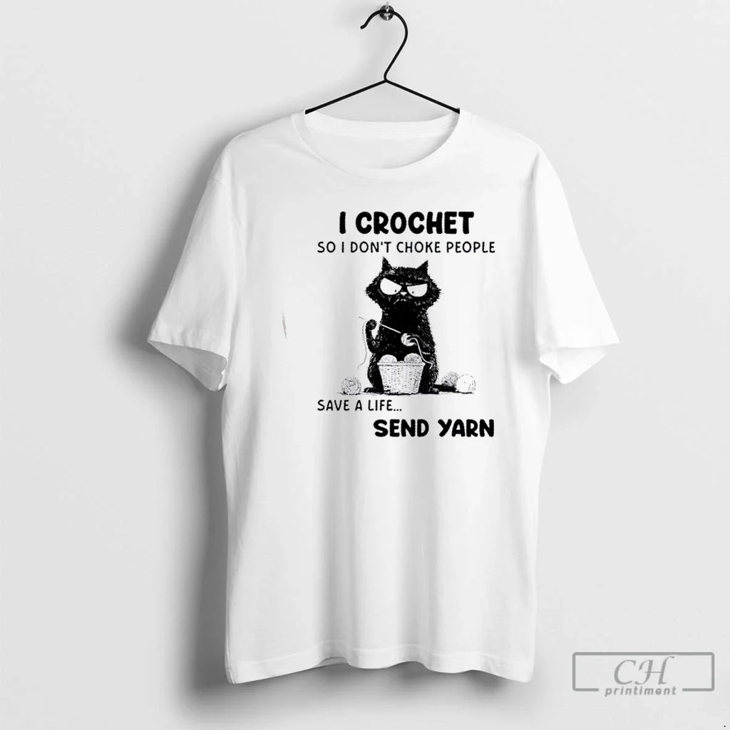 Black Cat I Crochet So Dont Choke People Save Life - Adult & Kids T-Shirts, Sweatshirts & Hoodies apparel design preview 1