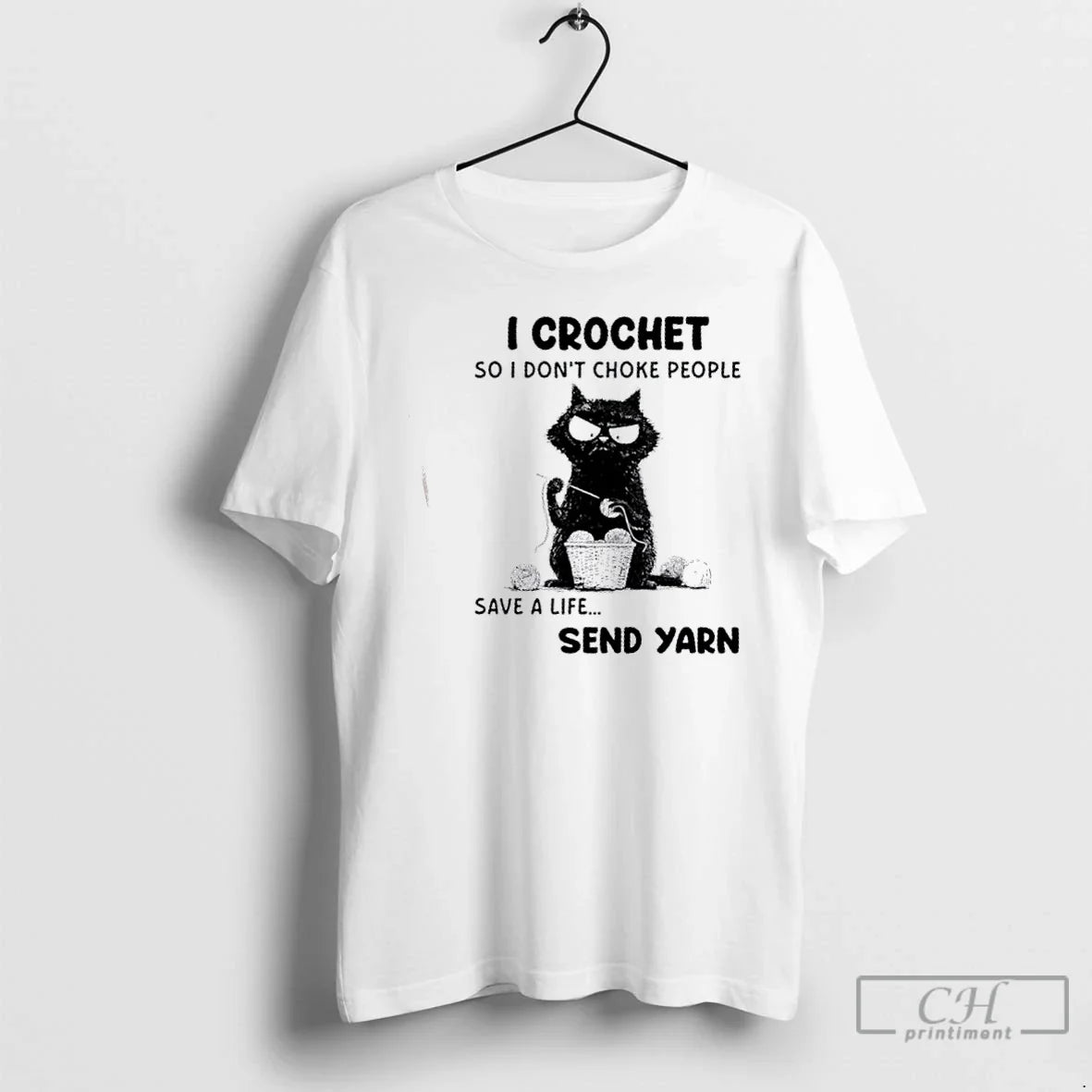 Black Cat I Crochet So Dont Choke People Save Life - Adult & Kids T-Shirts, Sweatshirts & Hoodies apparel design preview 1