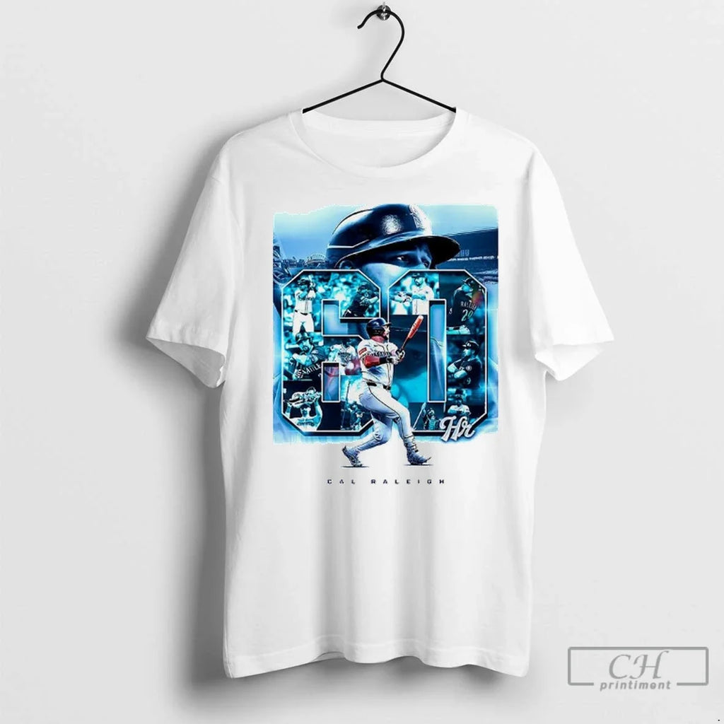 Premium Cal Raleigh Seattle Mariners Mlb 60 Home Runs - Adult & Kids T-Shirts, Sweatshirts & Hoodies apparel design preview 1