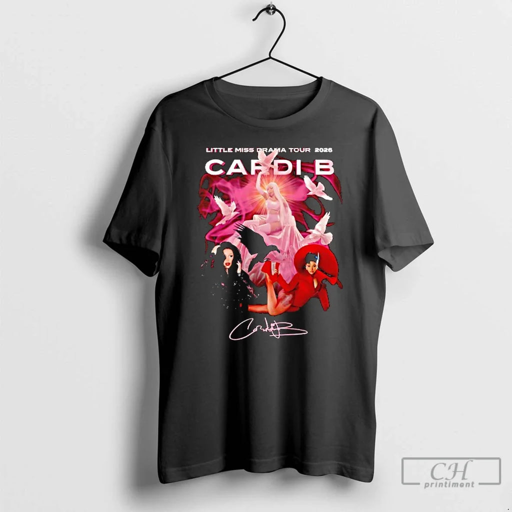 Cardi B Little Miss Drama Tour 2026 Signature - Adult & Kids T-Shirts, Sweatshirts & Hoodies apparel design preview 1