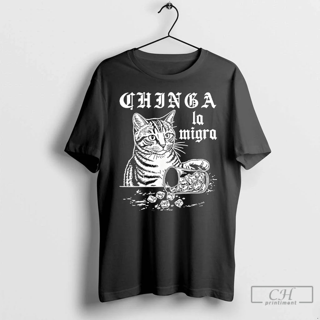 Chinga La Migra Cat Vintage - Adult & Kids T-Shirts, Sweatshirts & Hoodies apparel design preview 1