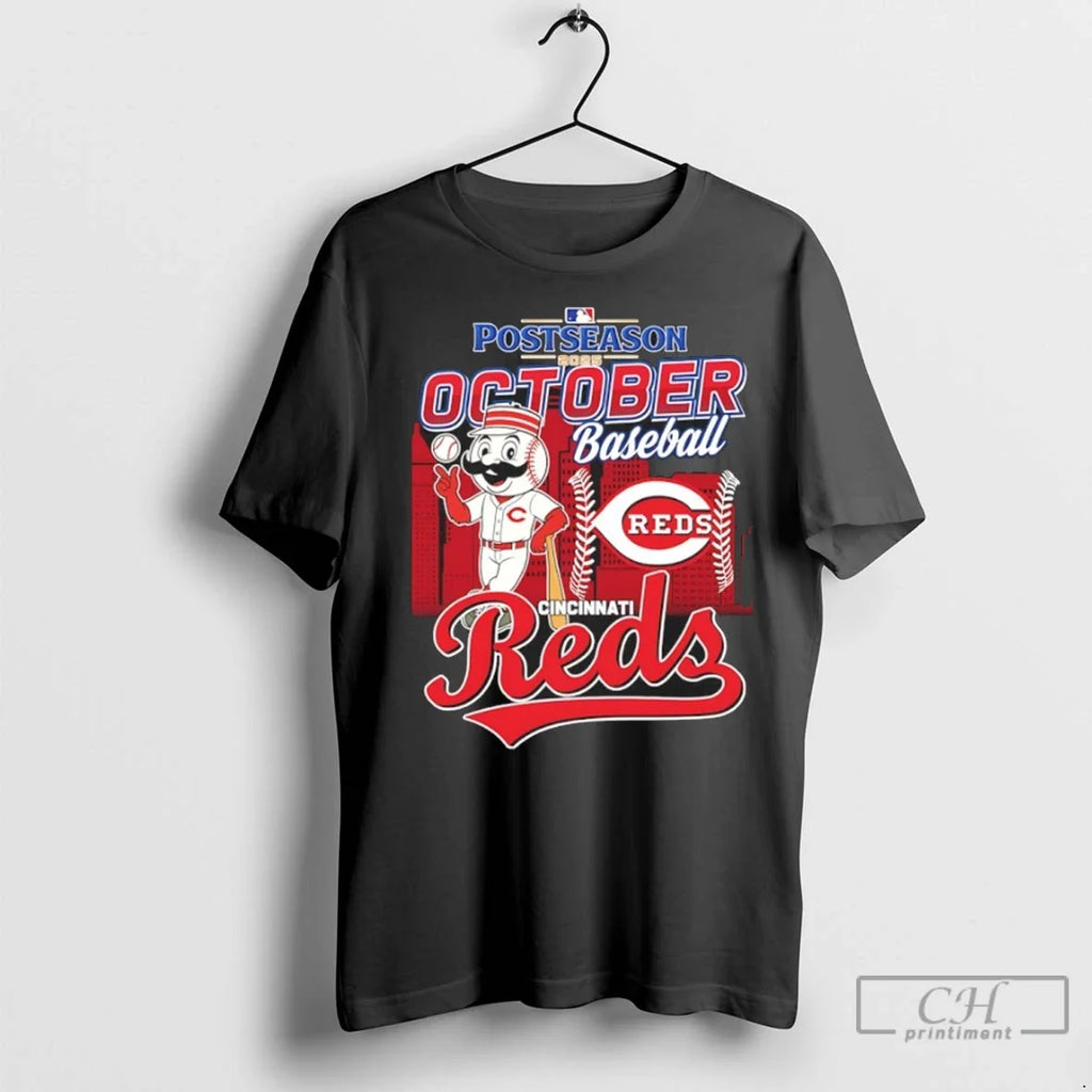 Premium Cincinnati Reds October Baseball 2025 - Adult & Kids T-Shirts, Sweatshirts & Hoodies apparel design preview 1