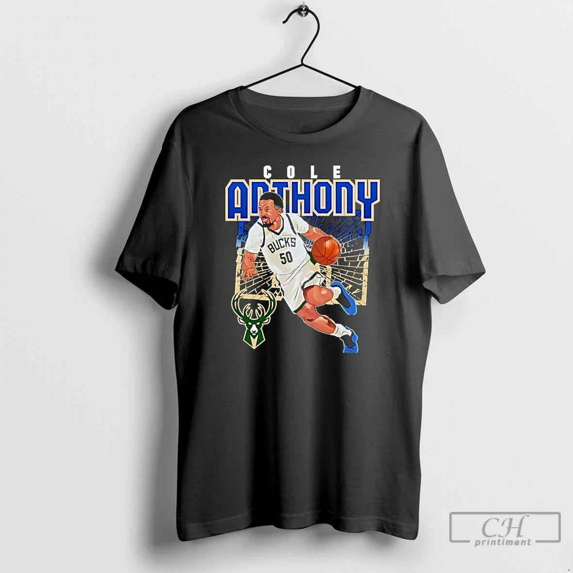 Cole Anthony Milwaukee Bucks Shattered Signature - Adult & Kids T-Shirts, Sweatshirts & Hoodies apparel design preview 1