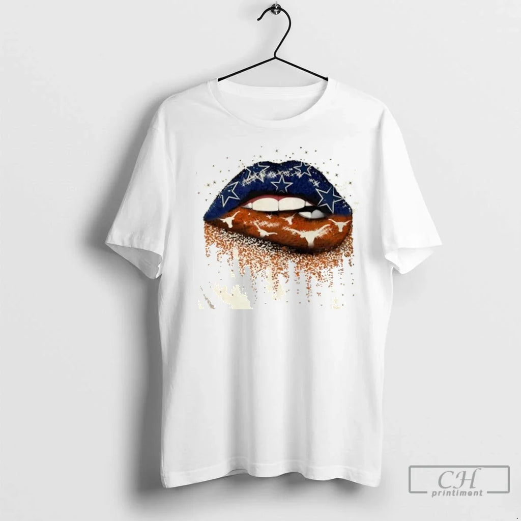 Premium Dallas Cowboys X Texas Longhorns Lips - Adult & Kids T-Shirts, Sweatshirts & Hoodies apparel design preview 1