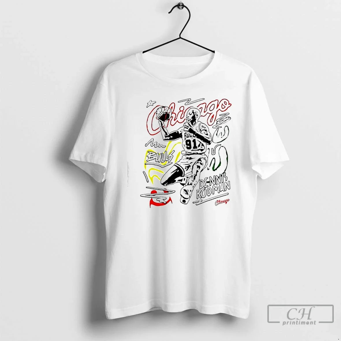Dennis Rodman Chicago Bulls Chalked Up Signature - Adult & Kids T-Shirts, Sweatshirts & Hoodies apparel design preview 1