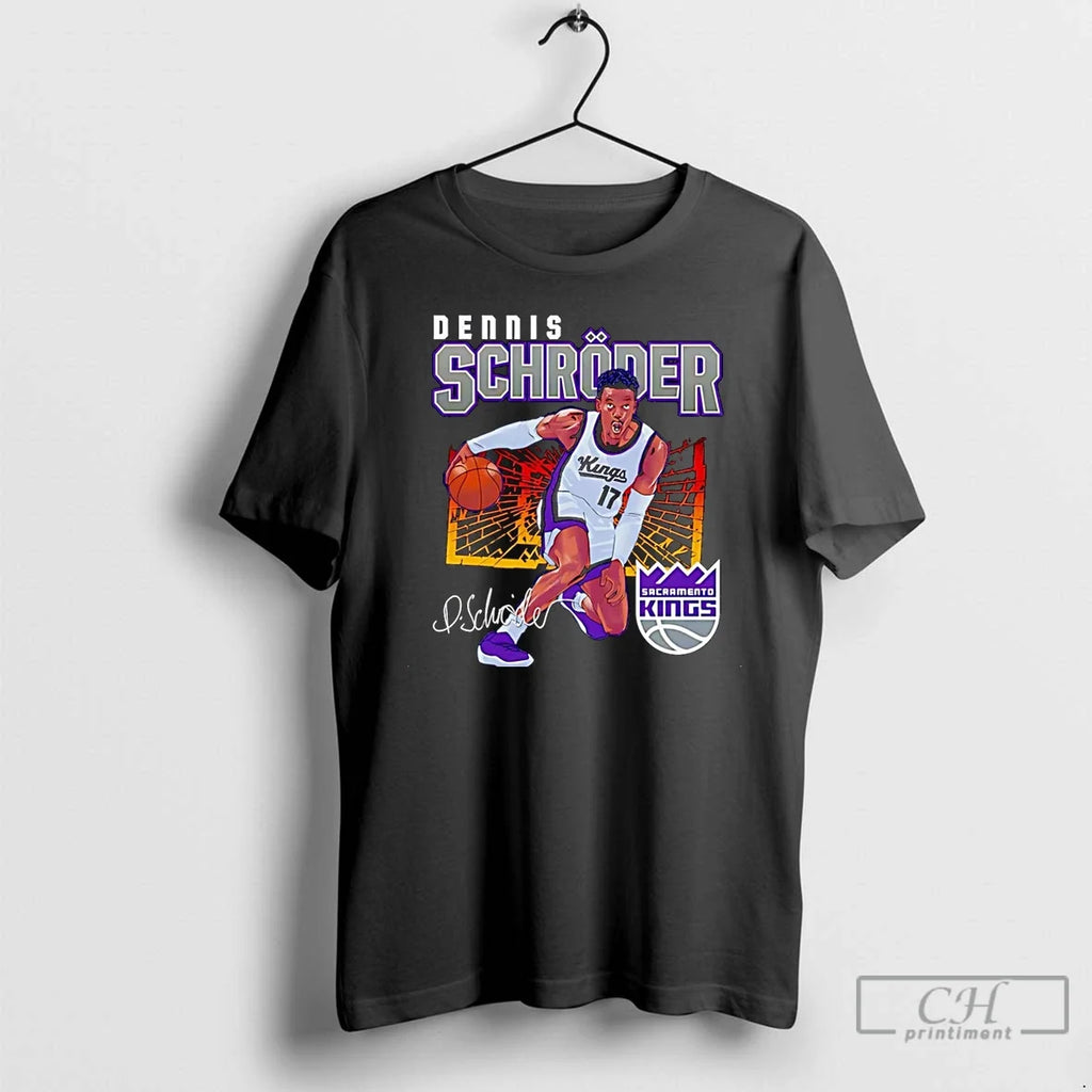Dennis Schroder Sacramento Kings Shattered Flag - Adult & Kids T-Shirts, Sweatshirts & Hoodies apparel design preview 1