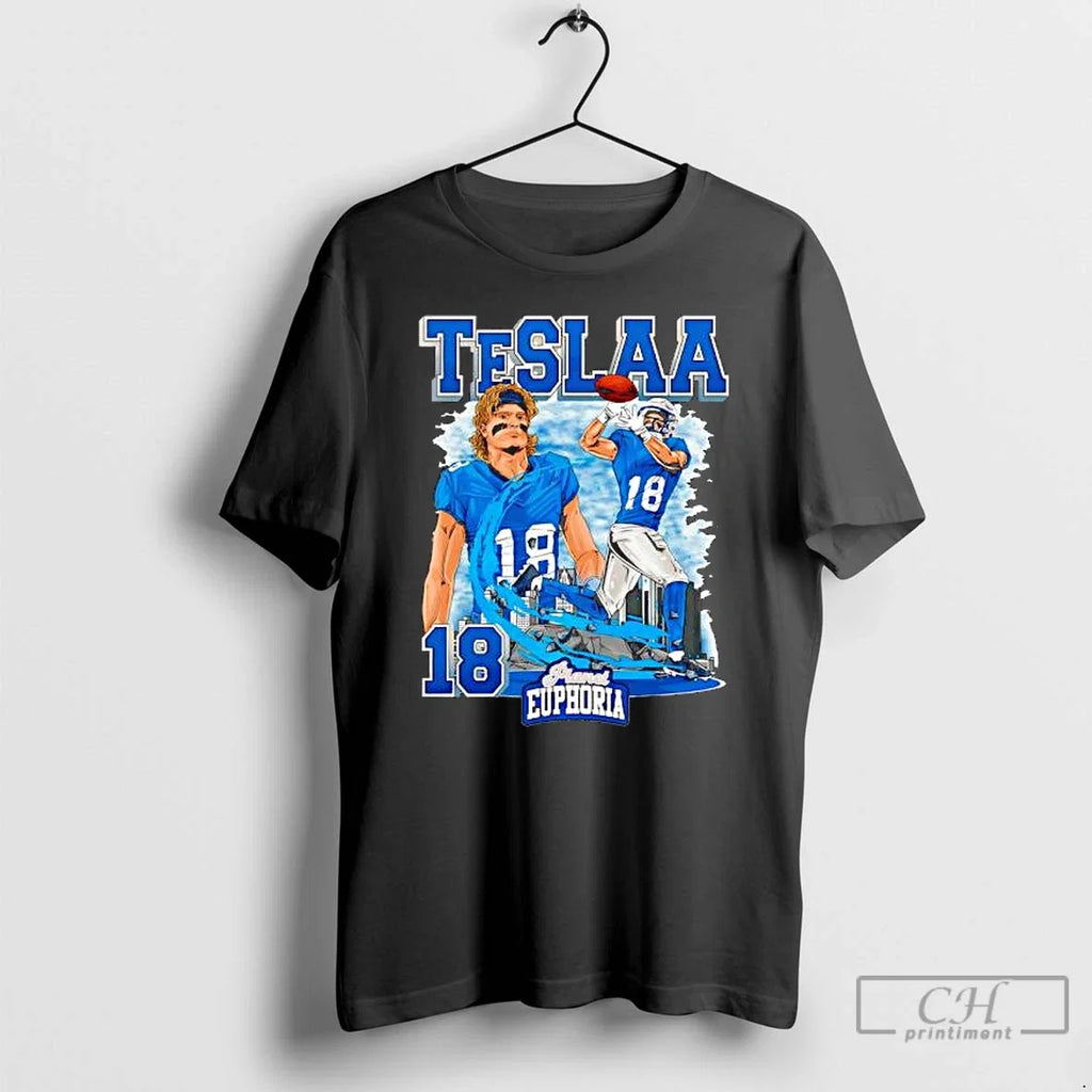 Detroit Lions Isaac Teslaa 18 Skyline - Adult & Kids T-Shirts, Sweatshirts & Hoodies apparel design preview 1
