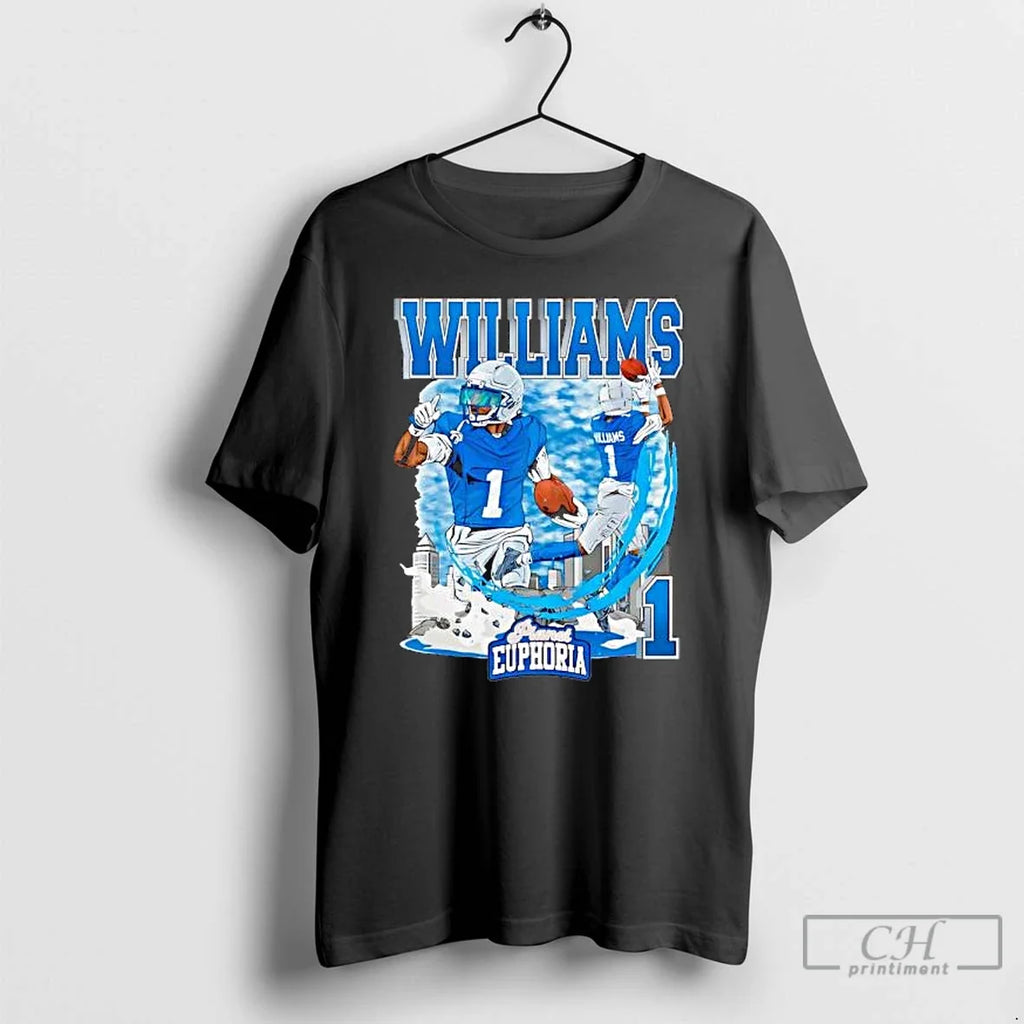Detroit Lions Jameson Williams 1 Skyline - Adult & Kids T-Shirts, Sweatshirts & Hoodies apparel design preview 1