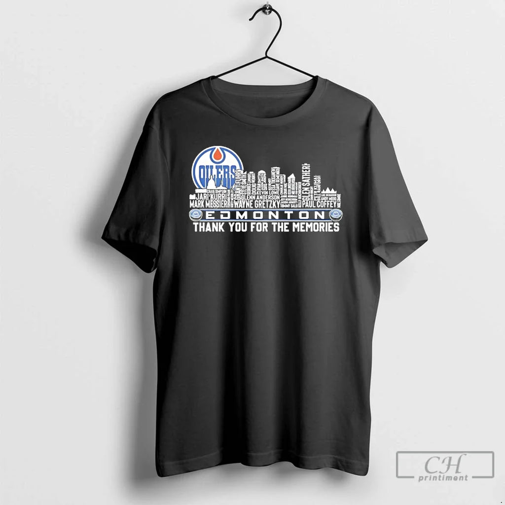 Edmonton Oilers Name Players City Skyline Shape Thank - Adult & Kids T-Shirts, Sweatshirts & Hoodies apparel design preview 1