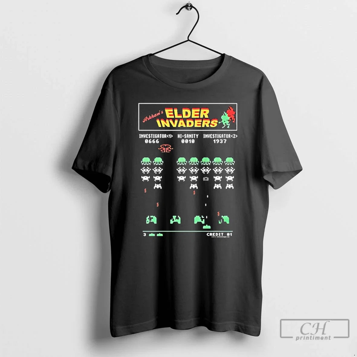 Elder Invaders Space Game - Adult & Kids T-Shirts, Sweatshirts & Hoodies apparel design preview 1