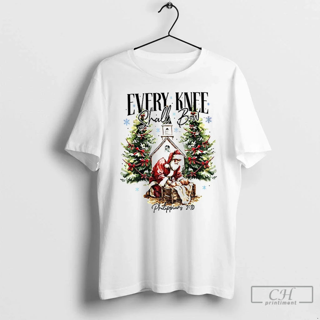 Every Knee Shall Bow Santa Claus Merry - Adult & Kids T-Shirts, Sweatshirts & Hoodies apparel design preview 1