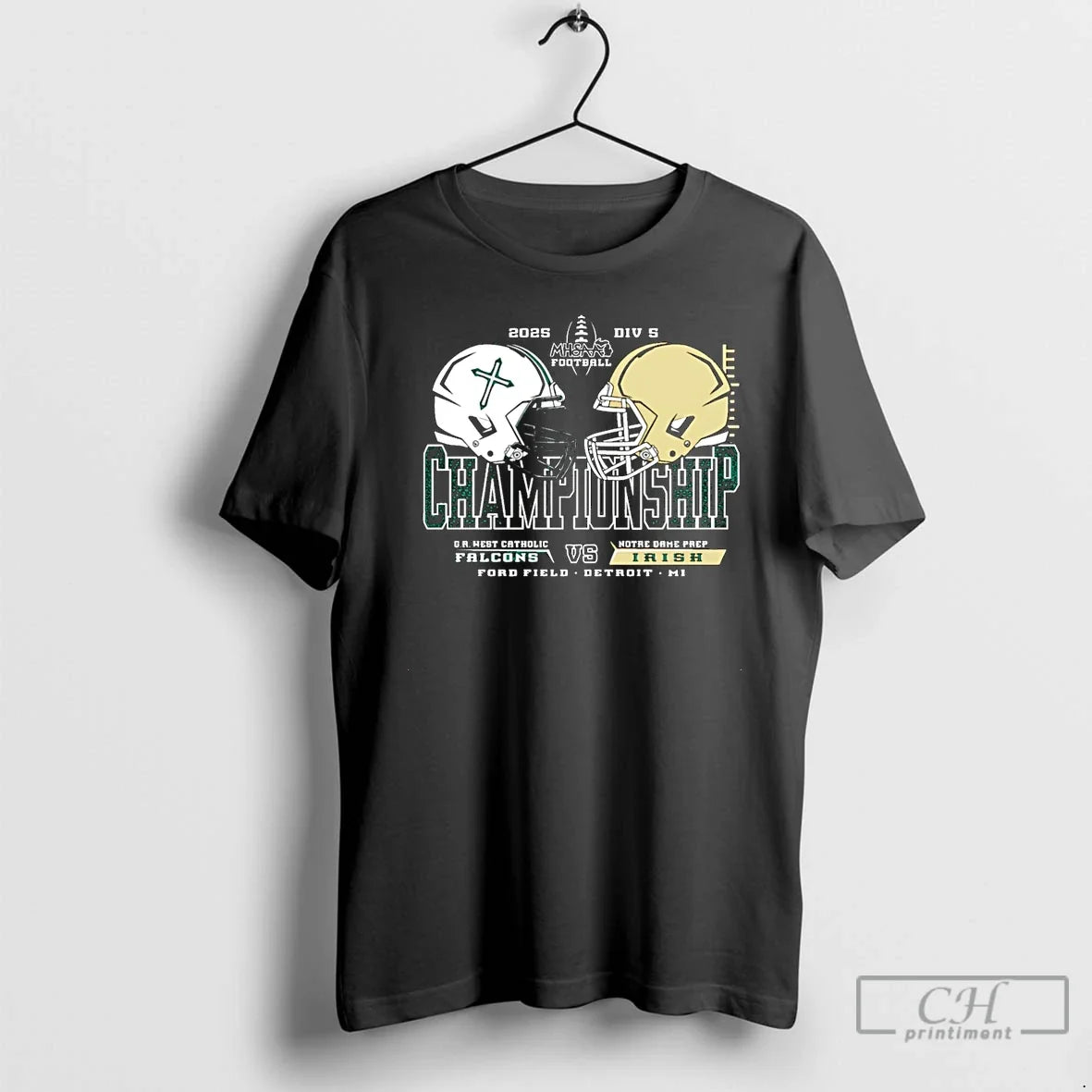 Falcons Vs Irish 2025 Mhsaa Football D5 H2h - Adult & Kids T-Shirts, Sweatshirts & Hoodies apparel design preview 1