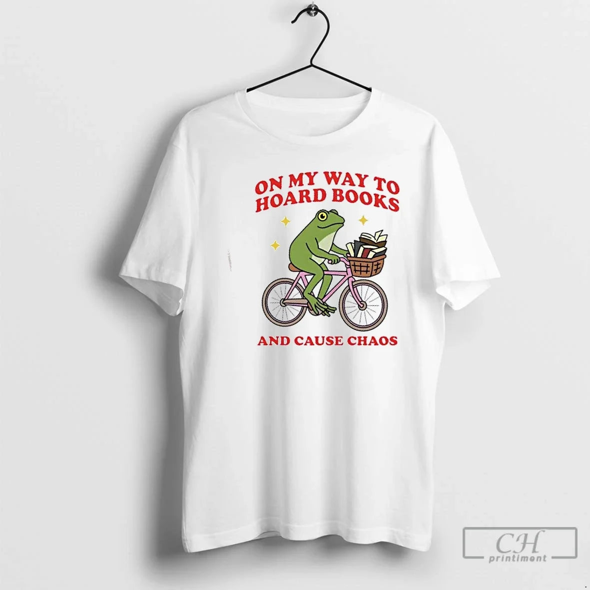 Frog Bike Bicycle My Way Hoard Books Cause Chaos - Adult & Kids T-Shirts, Sweatshirts & Hoodies apparel design preview 1
