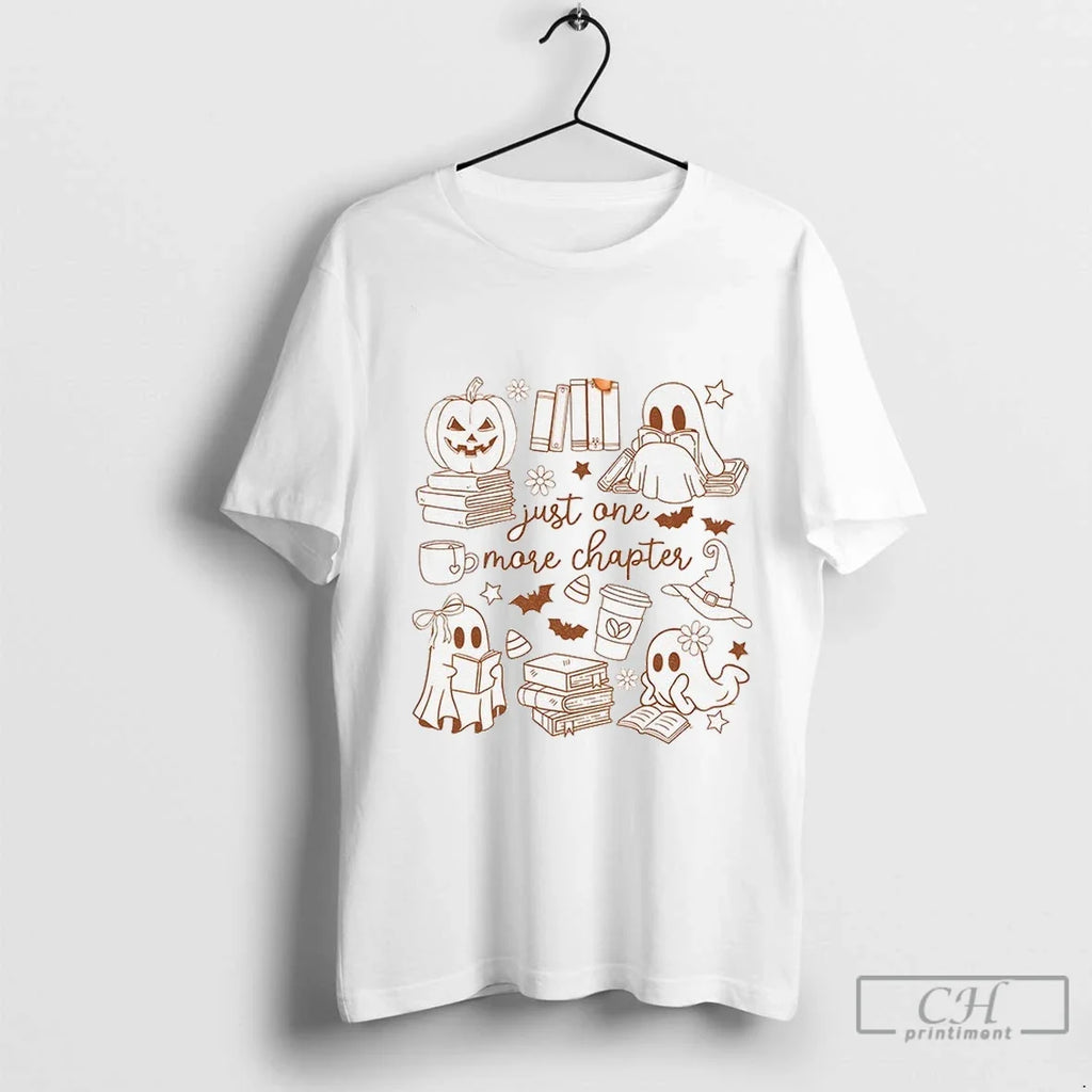 Premium Ghost Pumpkin Just One More Chapter Halloween - Adult & Kids T-Shirts, Sweatshirts & Hoodies apparel design preview 1