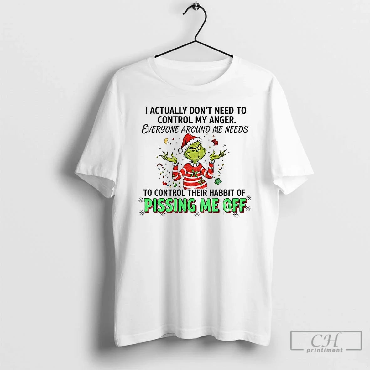 Grinch I Actually Dont Need Control My Anger Everyone - Adult & Kids T-Shirts, Sweatshirts & Hoodies apparel design preview 1