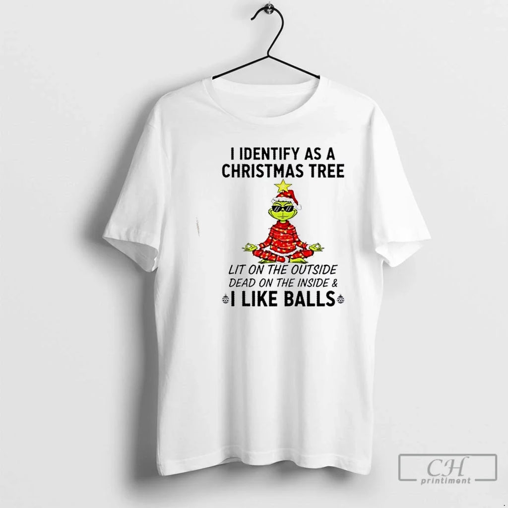 Grinch I Identify As Tree Lit Outside Dead - Adult & Kids T-Shirts, Sweatshirts & Hoodies apparel design preview 1
