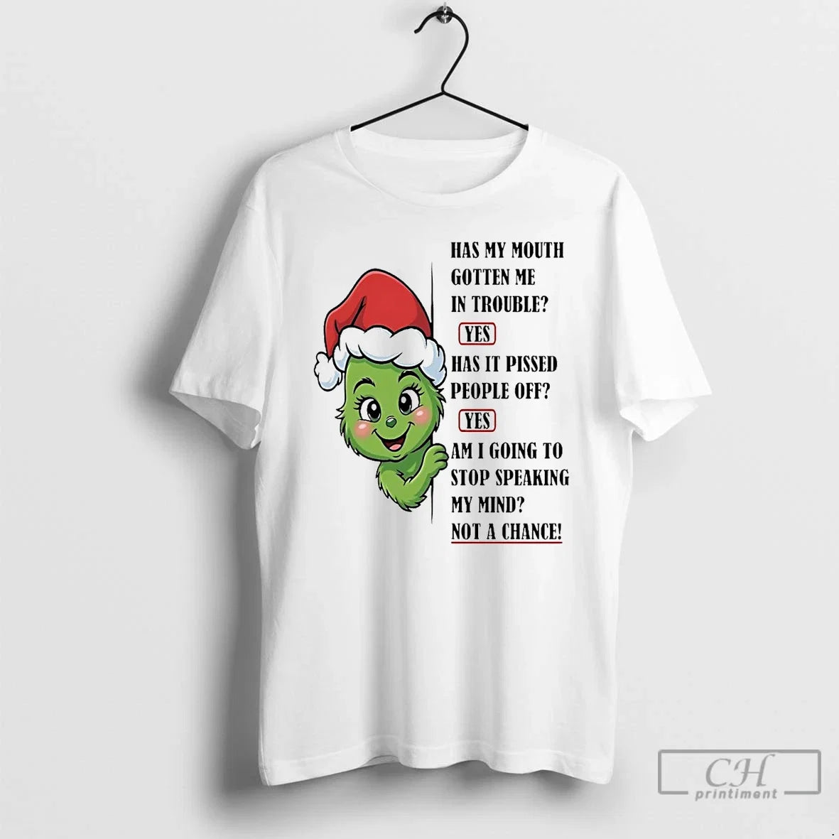 Grinch Has My Mouth Gotten Me Trouble Pissed People - Adult & Kids T-Shirts, Sweatshirts & Hoodies apparel design preview 1