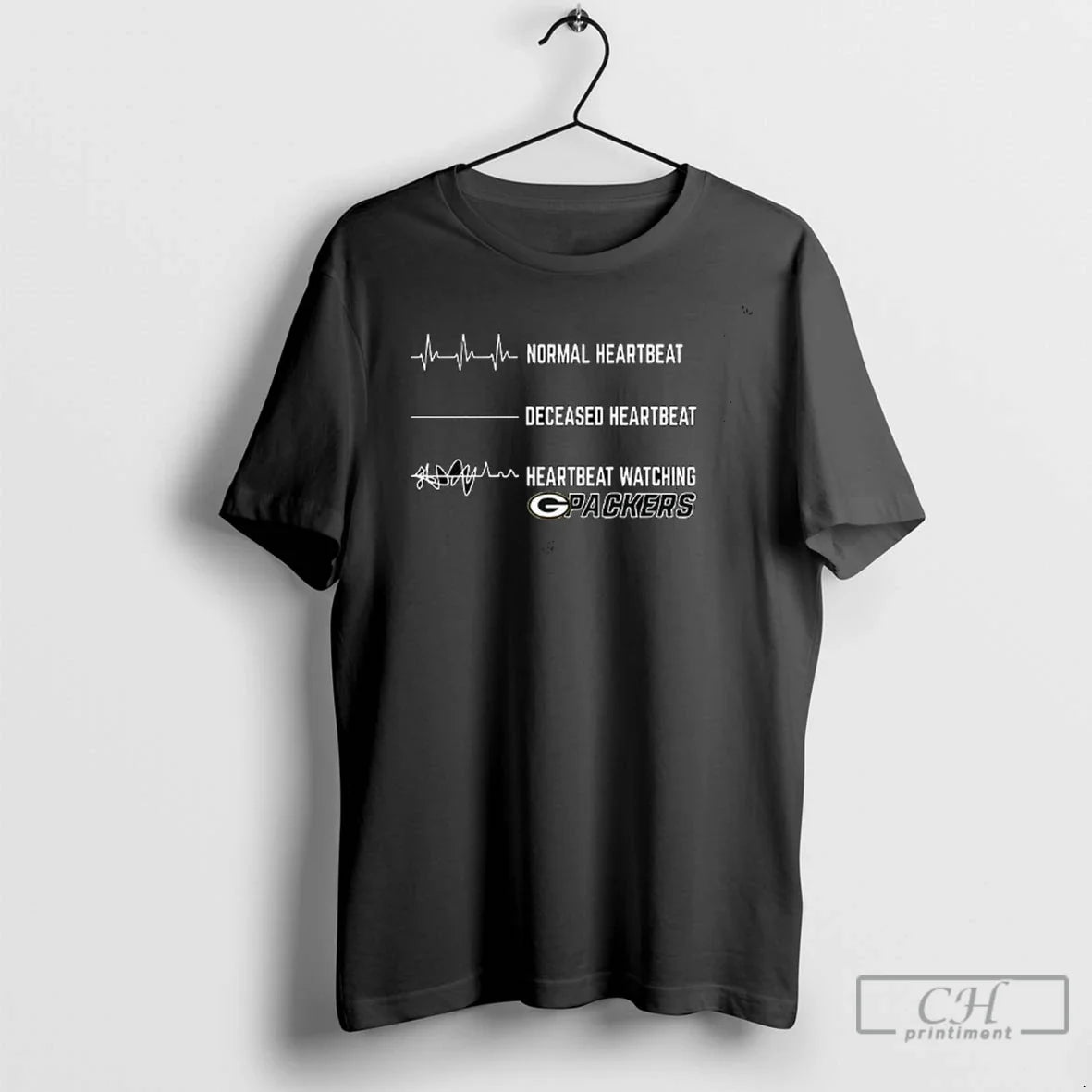 Premium Heartbeat Watching Green Bay Packers - Adult & Kids T-Shirts, Sweatshirts & Hoodies apparel design preview 1