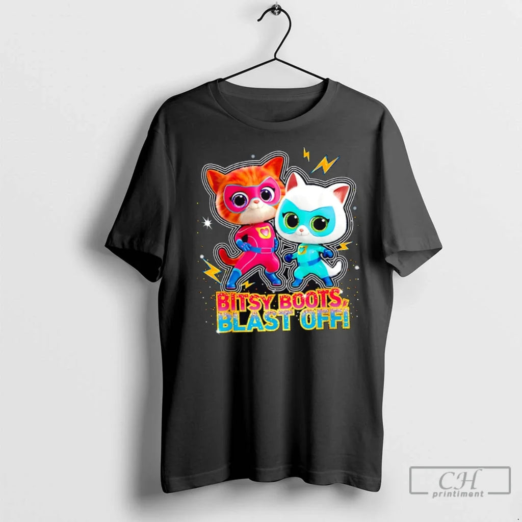 Premium Hero Cat Super Kitties Bitsy Boots Blast Off - Adult & Kids T-Shirts, Sweatshirts & Hoodies apparel design preview 1