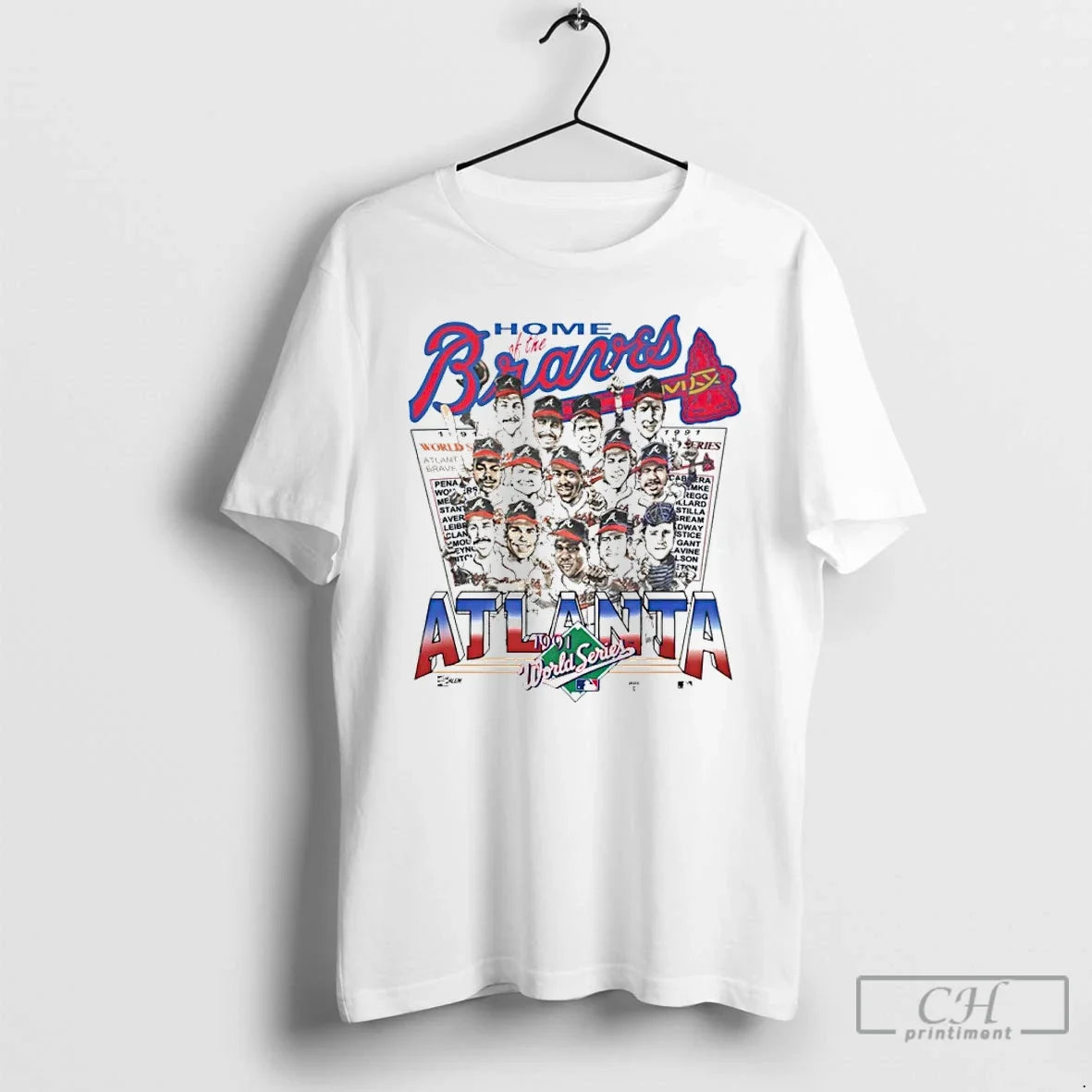 Home Atlanta Braves 1991 World Caricature - Adult & Kids T-Shirts, Sweatshirts & Hoodies apparel design preview 1