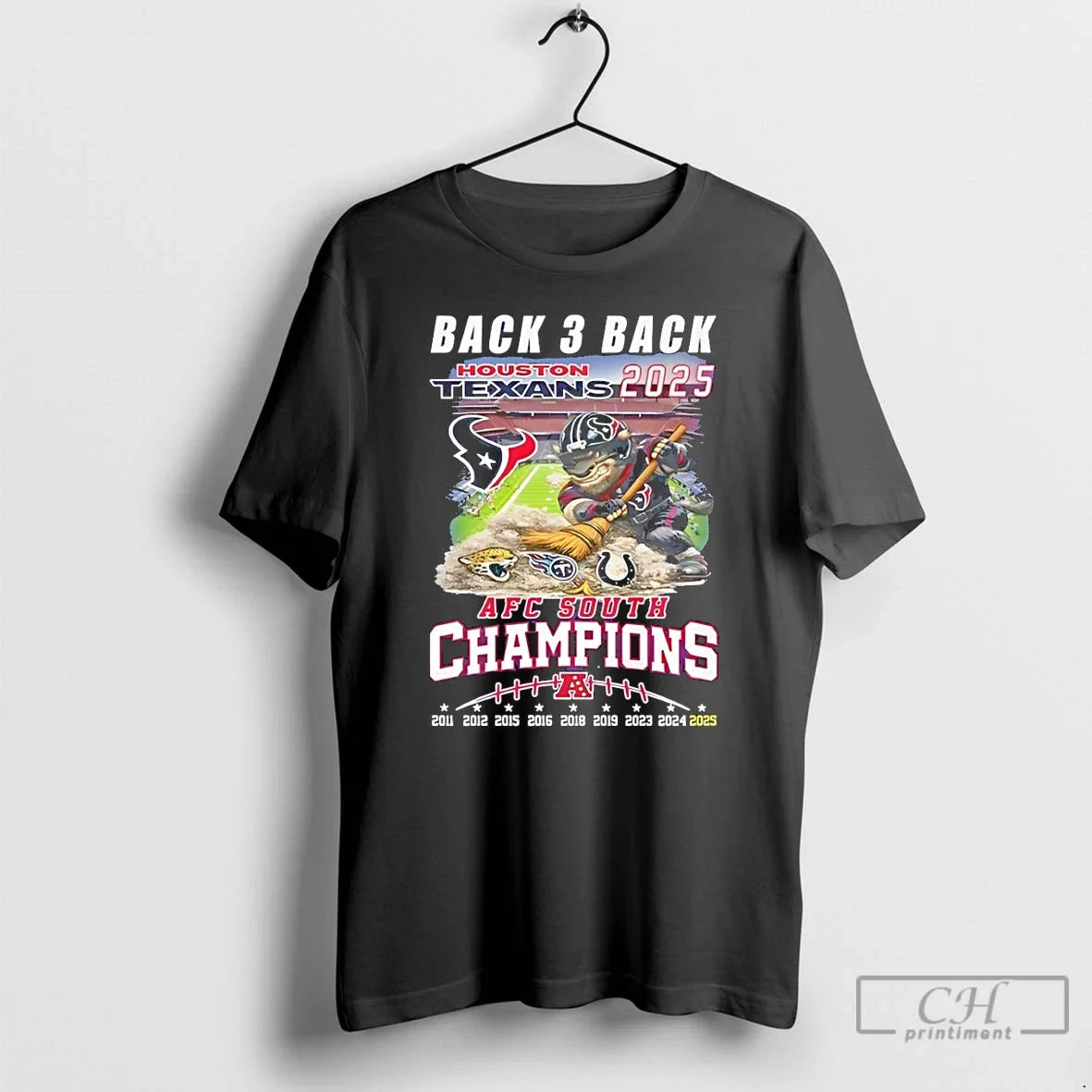 Houston Texans Back 3 2025 Afc South Champions 2011 - Adult & Kids T-Shirts, Sweatshirts & Hoodies apparel design preview 1