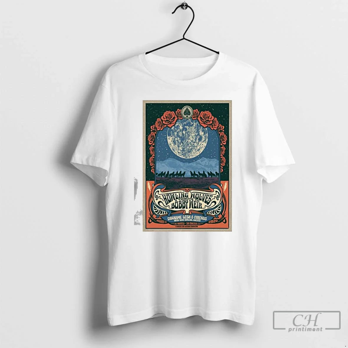 Howling Wolves Bobby Weir San Francisco Ca 1 17 2026 - Adult & Kids T-Shirts, Sweatshirts & Hoodies apparel design preview 1