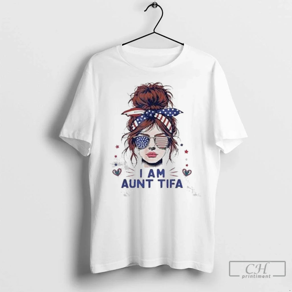 Premium I Am Aunt Tifa Funny Girl Usa Flag Gift - Adult & Kids T-Shirts, Sweatshirts & Hoodies apparel design preview 1
