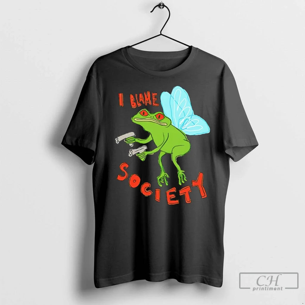 Premium I Blame Society Frog - Adult & Kids T-Shirts, Sweatshirts & Hoodies apparel design preview 1