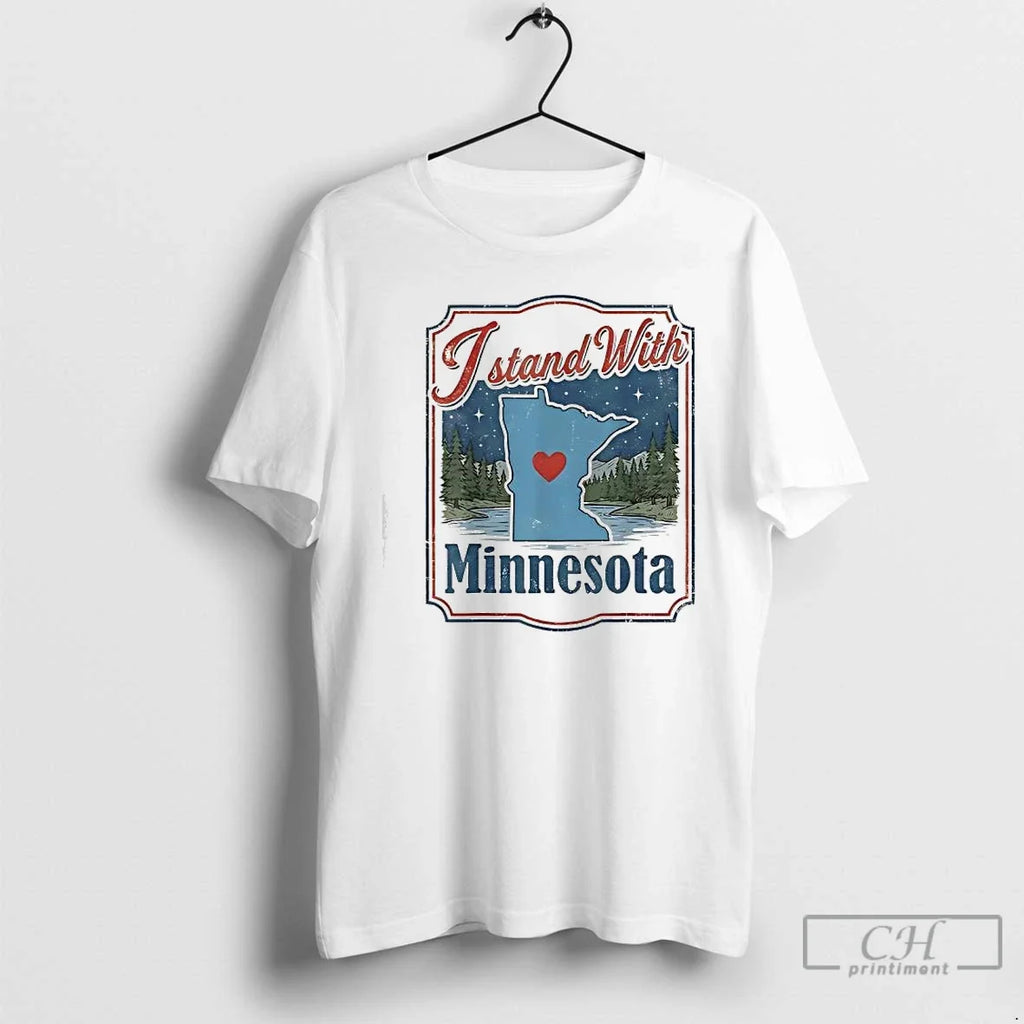 I Stand Minnesota Retro Map - Adult & Kids T-Shirts, Sweatshirts & Hoodies apparel design preview 1