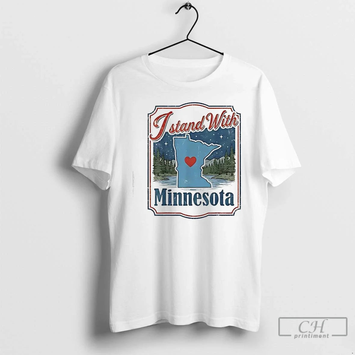 I Stand Minnesota Retro Map - Adult & Kids T-Shirts, Sweatshirts & Hoodies apparel design preview 1