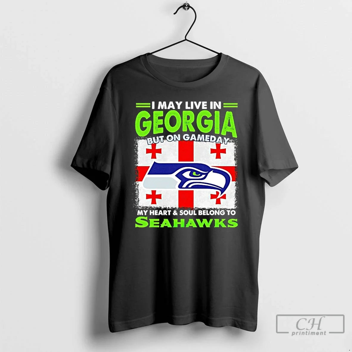 I May Live Georgia But Gameday My Heart Soul Belongs - Adult & Kids T-Shirts, Sweatshirts & Hoodies apparel design preview 1