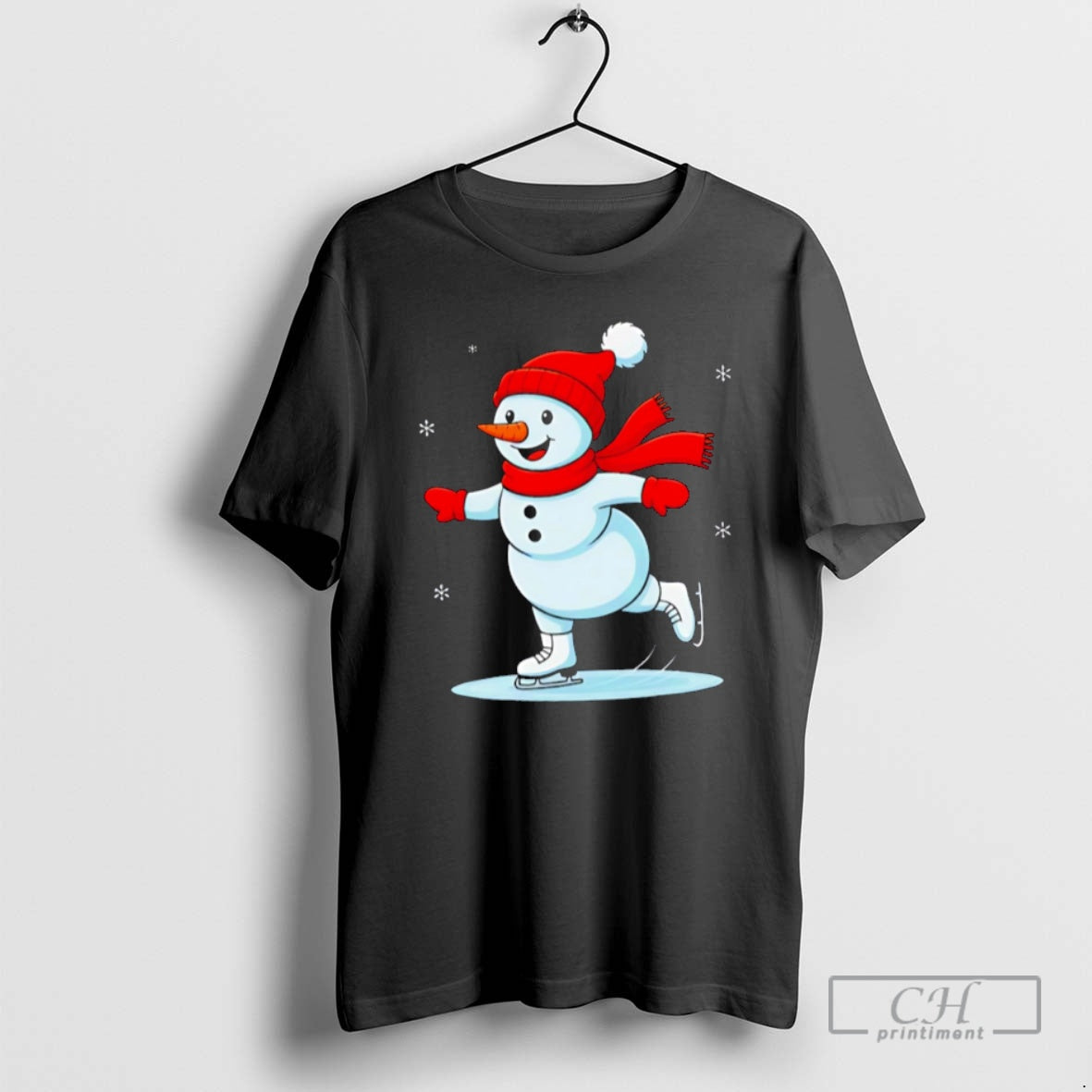 Ice Skating Snowman Funny - Adult & Kids T-Shirts, Sweatshirts & Hoodies apparel design preview 1