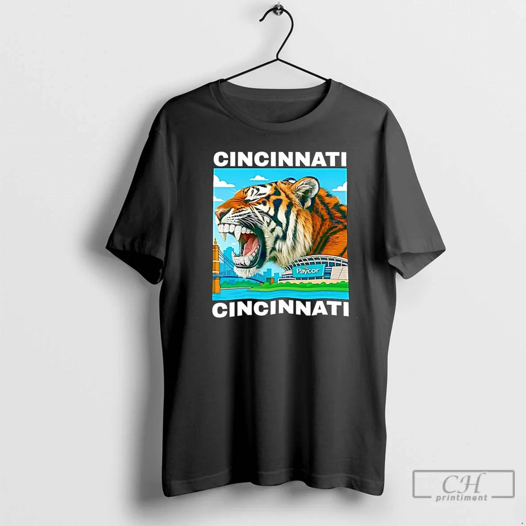 Iced Out Grillz Cincinnati Tiger Roaring City Skyline - Adult & Kids T-Shirts, Sweatshirts & Hoodies apparel design preview 1