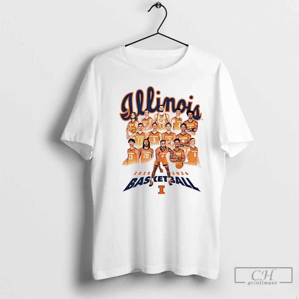 Illinois Basketball Team 2025 2026 Collage - Adult & Kids T-Shirts, Sweatshirts & Hoodies apparel design preview 1