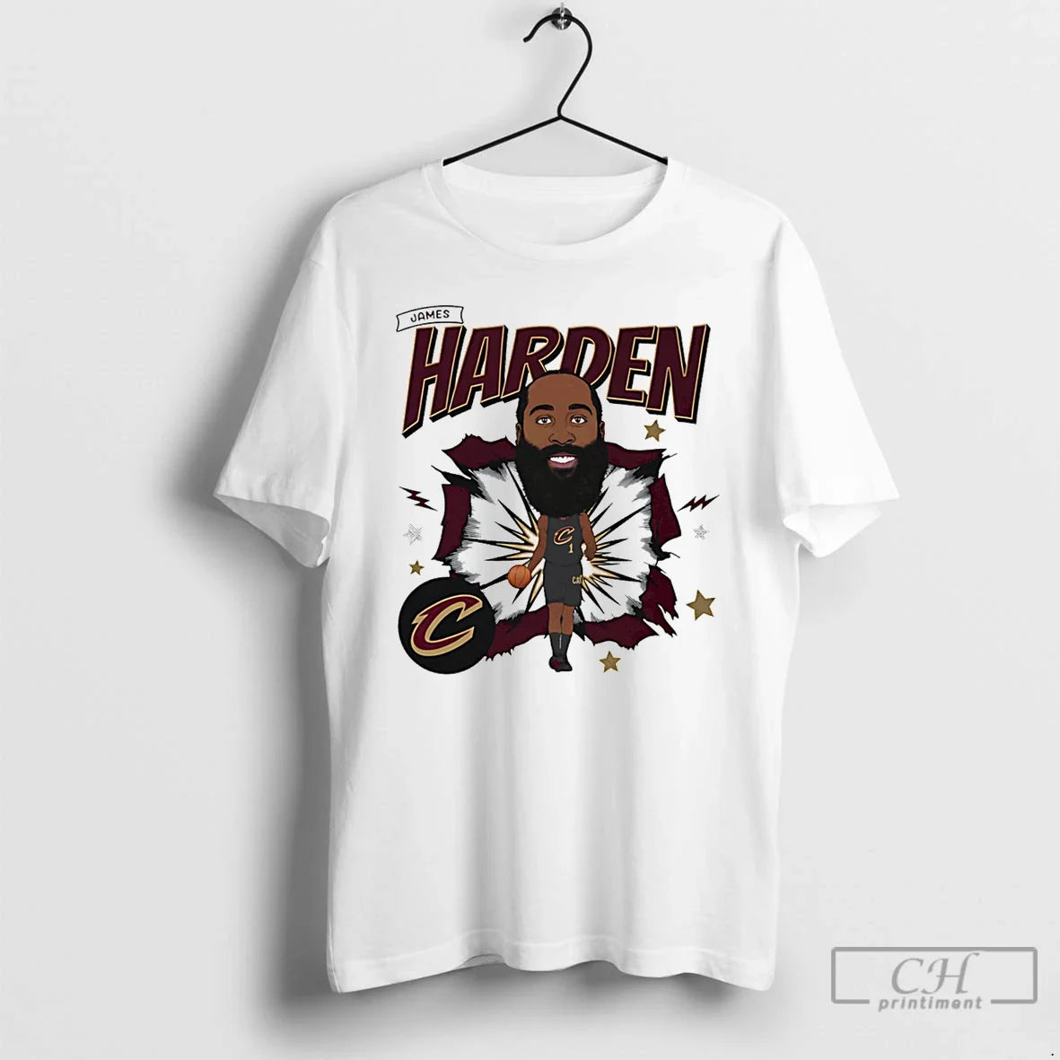 James Harden Cleveland Cavaliers Caricature Signature - Adult & Kids T-Shirts, Sweatshirts & Hoodies apparel design preview 1