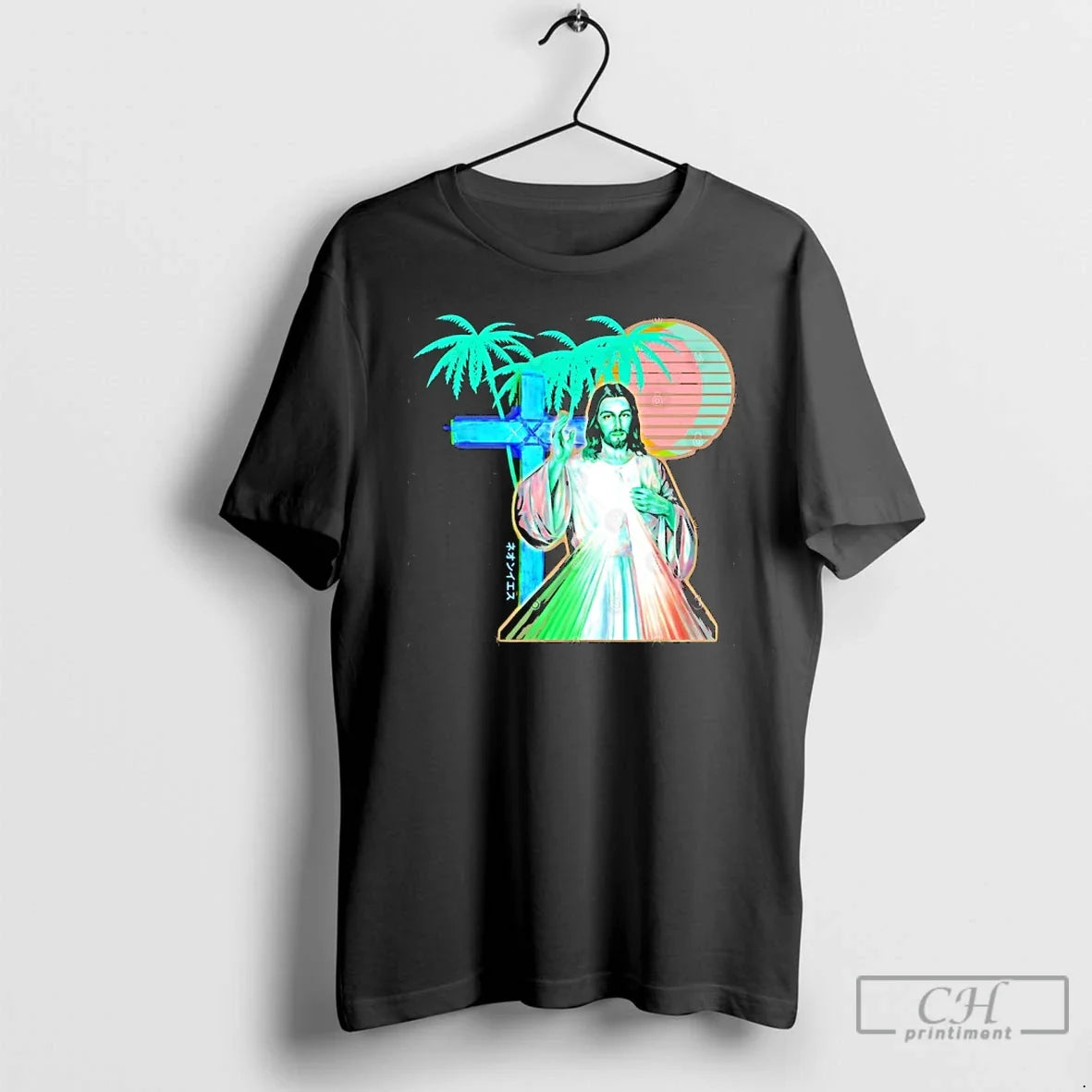 Jesus Vaporwave Synthwave - Adult & Kids T-Shirts, Sweatshirts & Hoodies apparel design preview 1